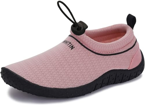 WHITIN Big Kids Water Shoes Aqua Minimalist Socks Size 4 Girls Barefoot Swim Beach Surf Anti Slip Outdoor Activities Boating Gym Lightweight Sneakers Pink 35