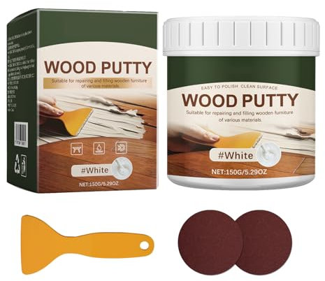Mastic de réparation pour bois – 150 g – Mastic de réparation à peindre | Patch à bois teinté | Kit de réparation rapide – Solution de réparation de meubles en bois | Remplissage des fissures et des