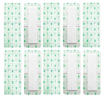 GRETY Transparent Adhésif Médical Bandage,10 * 25cm Pansement Transparent,Pansement Etanche éLastique Et Respirant,Protection des Plaies,Imperméable Bandage,pour Sport,Douches,Natation,10 Pièces