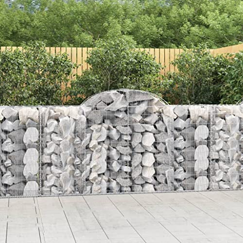 Gabion à Arc Haut with Fer Galvanisé, Design Stable et Résistant, Jardinière à Gabion, Panier à Pierre, Parterre Surélevé en Gabion, Jardin, Cour, Terrasse, Verte, 200 x 50 x 100/120 cm
