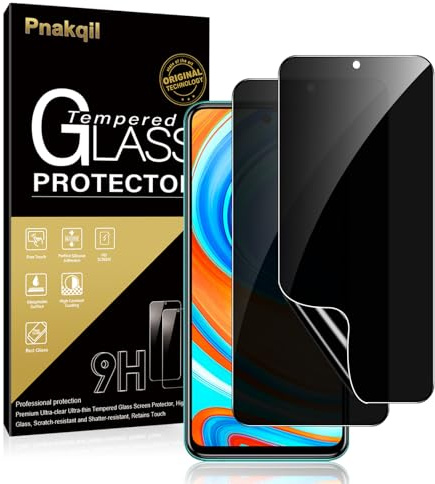 Pnakqil 2 Stück Sichtschutz Schutzfolie für Xiaomi Redmi Note 9 Pro/Note 9S,Privacy Schutzfolie Anti-Spy TPU Folie Displayschutzfolie für Redmi Note 9 Pro 6,67Blasenfrei,Fingerabdruck-ID Unterstützen