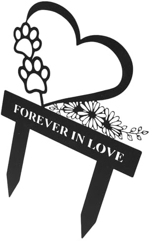 DIYEAH Pieu de Tombeau pour Animaux de Compagnie Métal Résistant Imperméable Marqueur Commémoratif Chien avec Piquet pour Jardin et Cimetière Extérieur