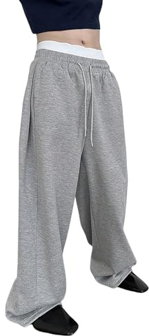 Baggy Homme Pantalon Large Jogging Y2K Taille Élastique Uni avec Cordon de Serrage Sweatpants Mode Sport Pantalon de Survêtement Streetwear Ample Bodybuilding Pants pour Musculation