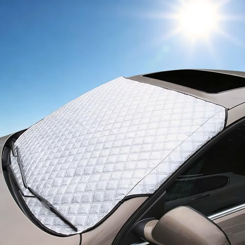 ZOCONE Protector Solar Coche Delantero Cubre Parabrisas Invierno Verano Parasol Coche Delantero Cubierta Termica Funda Protector Parabrisas Exterior para Sol UV Térmico Hielo Nieve (140 * 95cm)