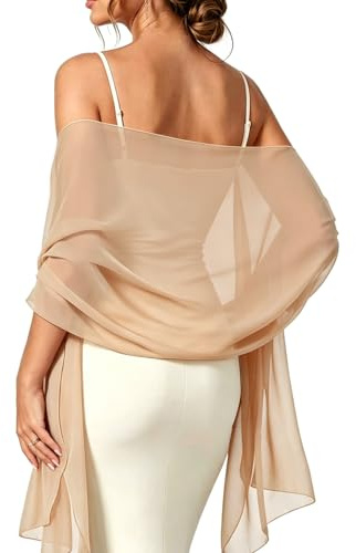 Chiffon Sjal för Damer - 177x75cm Tunn Aftonsjal, Elegant Axelrems sjal för Bröllop, Fest & Balklänning, Hudfärgad