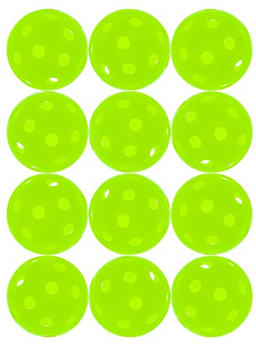 Lime Green Vision-Enhanced Poly Pickleballs (12 Pack) by Jugs