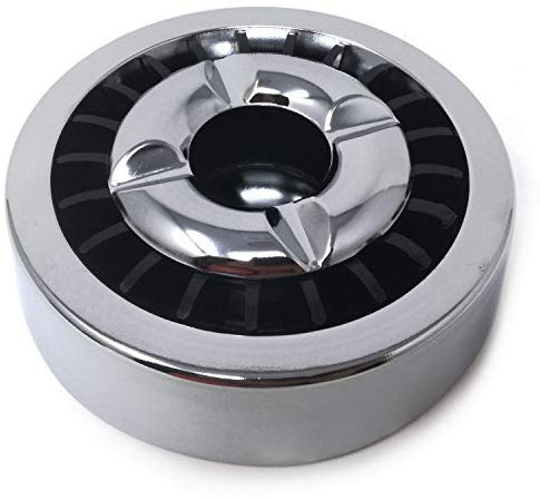 Starlet24® Gluttöter Aschenbecher für draußen Windaschenbecher Ascher stabil rund flach - SILBER