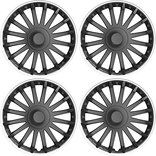 Versaco Car Wheel Trims CRYSTALSO15 - Silver/Black 15 Inch 16-Spoke - Boxed Set of 4 Hubcaps - Includes Fittings/Instructions