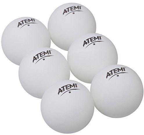 Atemi Standard bordtennis ping pong bollar (förpackning med 6) Inomhus/utomhus | standard 40 mm bordtennis-set | Förbättrad i stuff, rundhet, hårdhet | orange eller vit (vit)