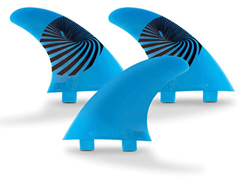 E8 FIN SYSTEM - 3er-Pack FCS Surfbrett - Flossen in Größe M - inklusive Zubehör wie Schlüssel zum Wechseln und Tasche - Blau