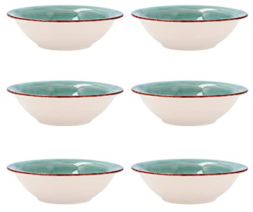 Quid Set 6 Cuencos para Sopa de cerámica gres | Platos hondos Turquesa 18 cm, Aqua, Estandar