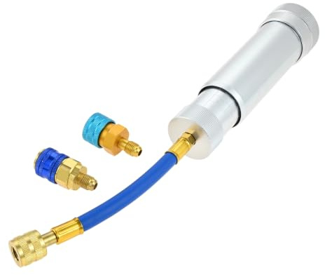 Aupoko R134A R22 R12 R1234YF Kit de Inyector de Aceite de 2oz para Sistema Refrigerante con Acoplador Rápido de Lado Bajo R1234YF, Inyector de Aceite de HVAC con Conector SAE de 1/4