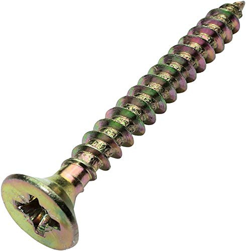 AERZETIX - Uppsättning av 100 - träskruv - Ø5 x 45 mm - mässingsstål metall - fräst huvud - Pozidriv korsfotavtryck - mässingsfärg - C45187