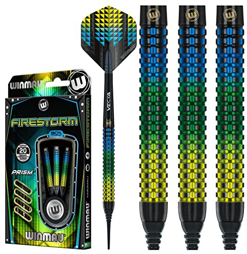 WINMAU Firestorm 18 Gramm Profi Wolfram Softip Dartpfeile Set mit Flights und Schäfte
