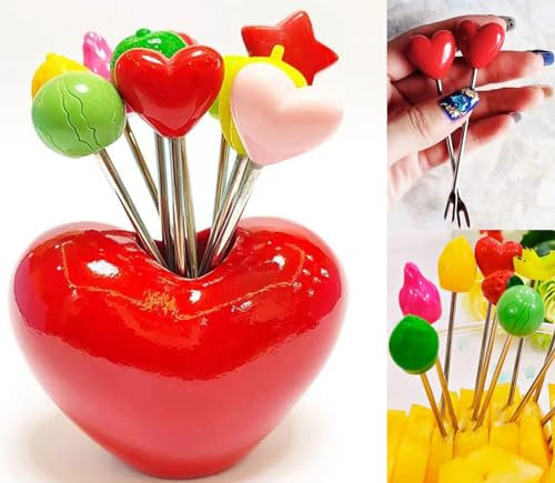 Forchette da frutta per insalata con forchette per alimenti in acciaio inox per bambini con supporto ripetuto uso di forchette da frutta per decorare carini creativi