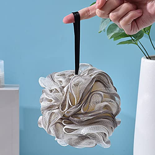 Wilitto Spugna da doccia, grande fiore da bagno, con qualsiasi gel doccia o sapone, esfoliare la pelle e pulire i pori della pelle, forniture da bagno grigio