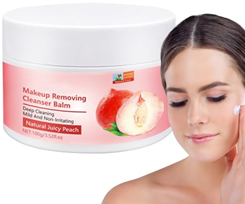 Bálsamo desmaquillante natural de melocotón jugoso – 100 g de desmaquillante de crema fría, bálsamo limpiador para limpieza profunda de los poros Anulely