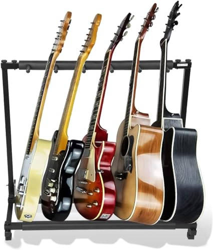Yosoo Health Gear Support Guitare Cadre, Stand pour 5 Guitares, Support De Guitare Universel à 5 Compartiments, Pied De Guitare Multiple Pliable