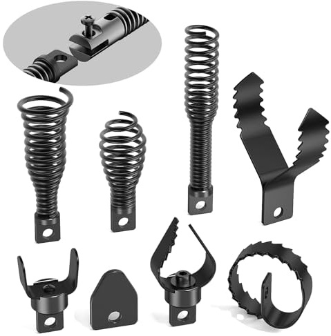 POPULO 8-Piece Drain Snake Drill Attachment - Tackle Any Clog with Precision,Commonly Used in POPULO 50FT-100FT AC Drain Cleaning Machine,Suitable for 5/16-inch to 3/4-inch Drain Snake Cable