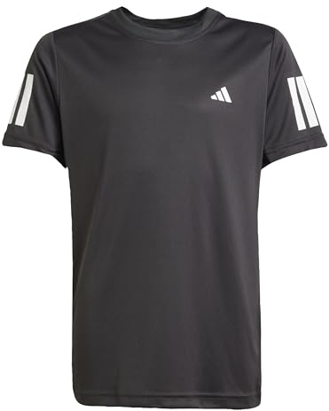 adidas Boy's Boys Club Tennis 3-Stripes T-Shirt, Black, 15-16 Years