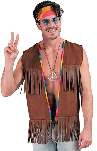 W WIDMANN MILANO Party Fashion – kostym hippie, fransväst män, brun, festival outfit