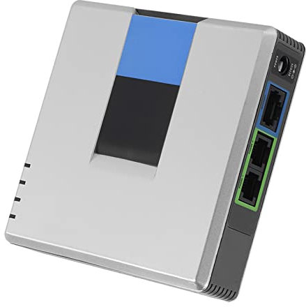 2 Ports Adapter SIP, Internet Phone Adapter with 2 Ports for Voice-over-IP, Lightweight and Portable, Support Fax and Multi Voice Compression (UK Plug)