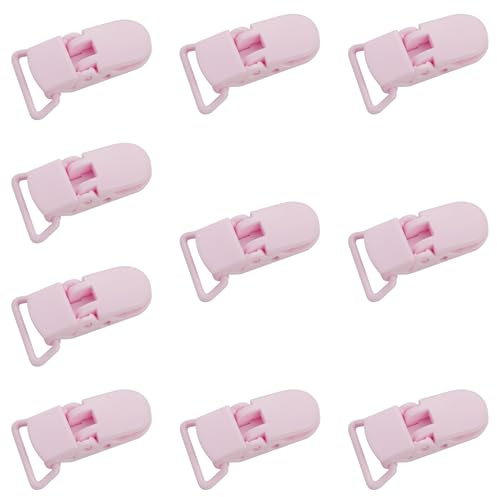 Confezione da 10 clip di ricambio per ciuccio, in plastica, senza BPA, per fai da te, per lavori fai da te, bavaglini e coperte, cinghie per cucire (9,6 cm, rosa)