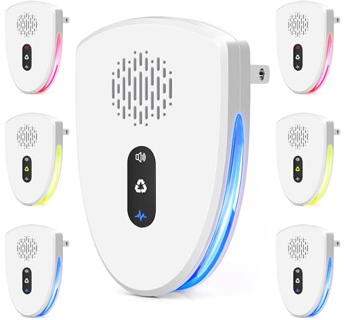 (2025 Upgraded) Ultrasonic Insect & Pest Indoor Repeller, Plug-in Control Device Repellent for Rodent, Mice, Rats, Roaches, Ants, Spiders, Bugs, Mosquitoes, Home, 3 Mode Switching (6 Pack)