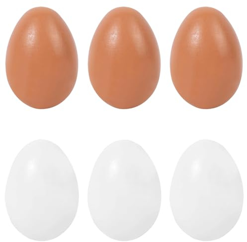 Huevos artificiales de madera, 6 Piezas, Huevos falsos de simulación, Huevos de nido de madera para pollos, Aves de corral, herramientas agrícolas para aves de corral, Huevos de graffiti pintados