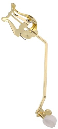 BESPORTBLE Golden French Horn Lyre Sheet Music Clip with Stable and Firm Grip, Metal and Plastic Material Music Holder for Wind Instruments, for Performing Indoors and Professional Band Use