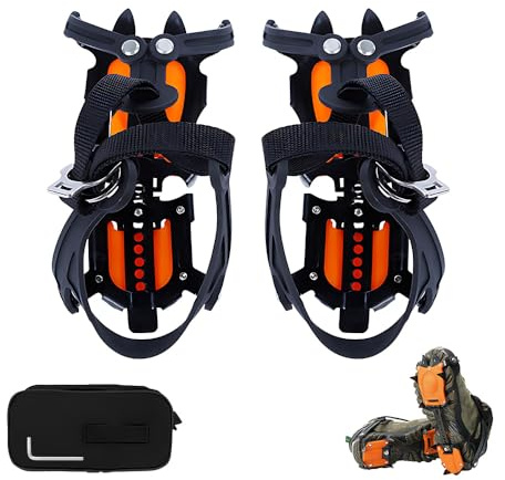 TONGIHS Crampons,Griffes à Glace pour Chaussures et Bottes,Griffes à Neige,pour la randonnée hivernale, la Marche, Le Jogging, l'escalade, la randonnée