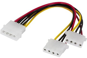Alimentatore di rete per PC, cavo di alimentazione Y interno Molex, 1 x 4 spine su 2 prese Molex a 4 spine. 5 Stck