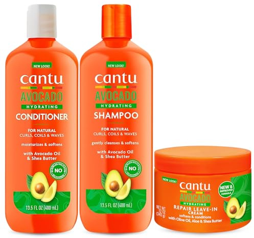 Cantu Avacado Feuchtigkeitscreme Shampoo, Conditioner und Leave-In Cream (3er-Set)