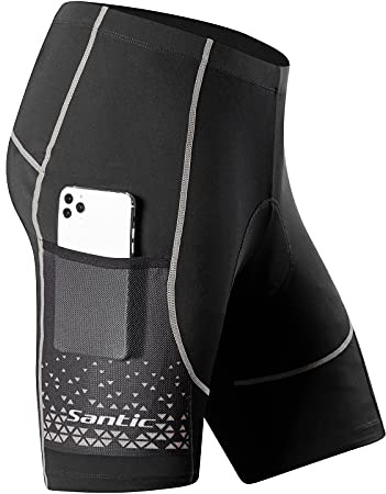 Santic Shorts Cyclisme Homme avec Coussin Rembourré Cuissard Vélo pour Hommes Cycliste VTT Pantalon Gris EU M