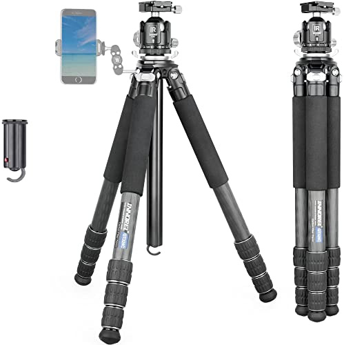 Kolfiberstativ-INNOREL GT324C Professionellt kompakt stativ för DSLR-kamera Kraftig stativ med låg tyngdkraft mittkulhuvud och specialformad mittpelare Max belastning 55lbs/25kg