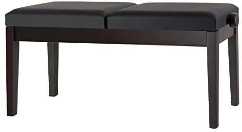 Classic Cantabile Doppelsitzer Pianobank - Für zwei Personen - Polster aus Kunstleder - Sitzflächen unabhängig höhenverstellbar - 2-fache Kreuz-Mechanik- Massive Holzkonstruktion - Rosenholz Matt