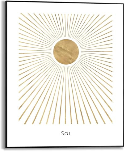 REINDERS Gerahmtes Bild, Sonne, Schlafzimmer, Bilder, Wanddeko, Room Decor, MDF, Gold, 50 x 40