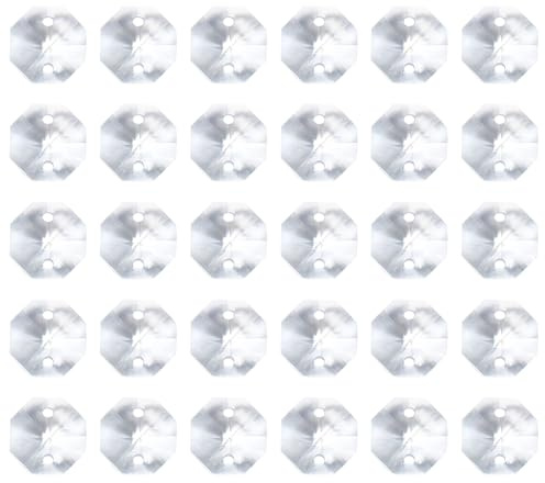 PATIKIL Pendentifs en Cristal K9 Octogonaux à 2 Trous, Lot de 60 Perles de 10 mm pour Lustres, Pièces d'Ornementation, Décoration d'arts et d'Artisanat, Transparent