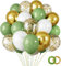 Ballons Anniversaire Verts, 50Pcs Ballons Rétro Vert Olive Sauge avec Confettis or Blanc, Ballon Vert or pour Anniversaire, Mariage, décoration de Baby Shower