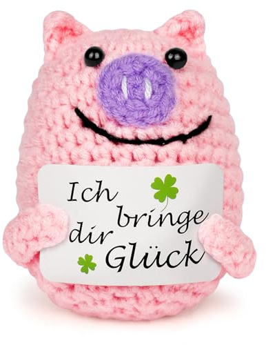 Aolso Mini Bambola Lavorata a Maglia, Piccola Bambola Lavorata a Maglia in Lana di Piccolo Maiale Rosa, Animali Lavorati a Maglia, Ufficio Decorazione, Peluche Bambola per Regali di Compleanno