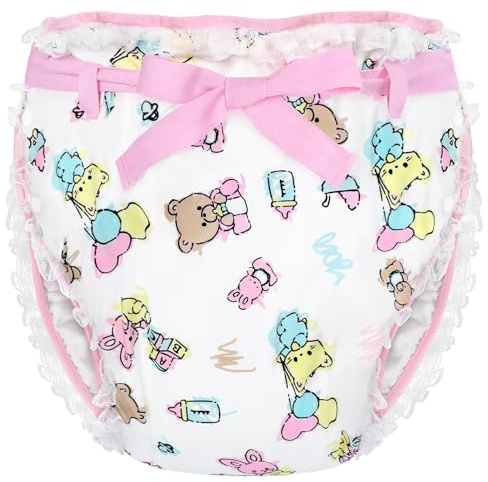 LittleForBig Silky Adult Ribbon Omutsu Diaper Wrap Cover Washable Adjustable Reusable Waterproof - Baby Cuties Pink L