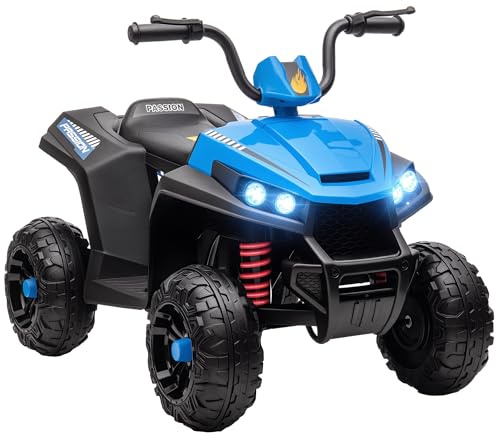 AIYAPLAY Quad Eléctrico para Niños de Batería 12V Coche Eléctrico para Niños de +3 Años con Velocidad 5 km/h Faros Música MP3 Avance y Retroceso Carga 30 kg Azul