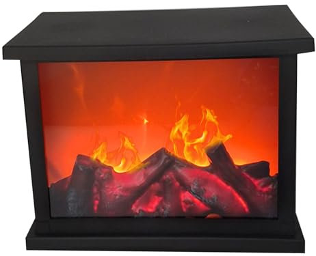 Lanterna per Camino 10,9x5,8x8,4 pollici Caminetto a LED senza fiamma Alimentato a batteria e USB Caminetto da tavolo Simulazione Mini caminetto portatile per interni ed esterni Stile 2 Caminetti a LE