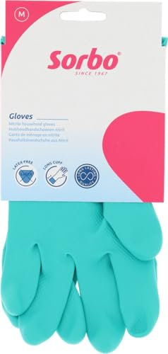 Sorbo Gants Ménagers Sans Latex – Taille M – 100% Nitrile – Réutilisables & Antiallergiques – Longs Manchettes – Antidérapants – Protection Peau & Confort