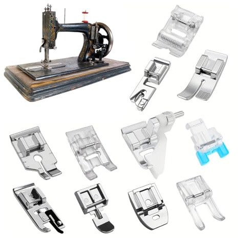 AEKZOX Set di 11 Piedini Macchina da Cucire Accessori Compatibili con W6 Singer Brother Privileg Janome Husqvarna Carina Macchina da Cucire Multifunzionale Piedino per Cucire