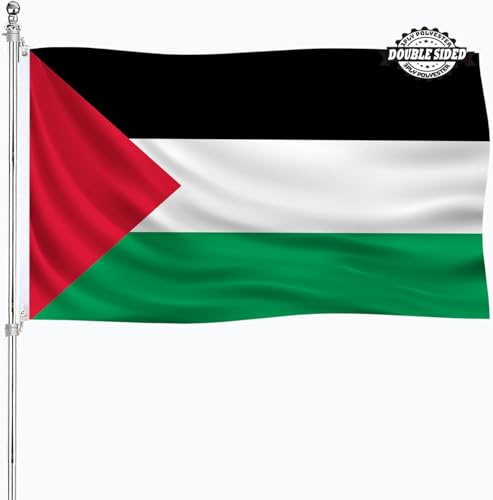 Bandera Palestina – 90x150cm (3x5ft) / 60x90cm (2x3ft) – Bandera Palestino Grande de Poliéster con Ojales Metálicos, Resistente para Exterior e Interior, Decoración Casa (A 1pcs, 90 * 150)