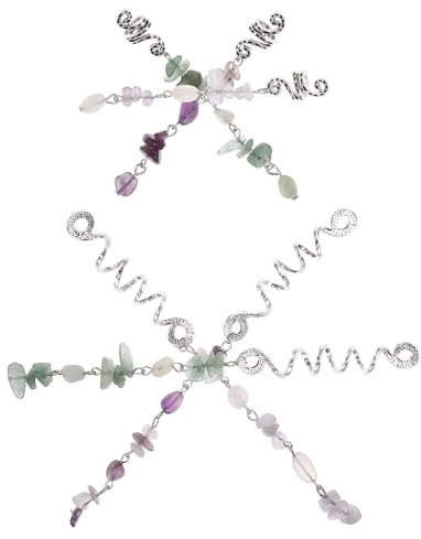 Hemobllo 6 Pcs Braided Hair Ropes with Natural Stone Pendants Boho Hair Accessories for Women Dreadlock Jewelry for Braiding