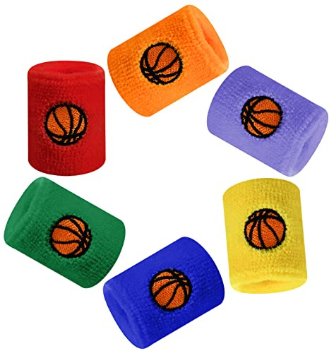 Daleweo 6 Pièces Bracelet Éponge Sport Enfant Poignet Tennis Accessoire Foot Basketball Garçon Fille Bandeau Sudation Coton Absorbant Coloré