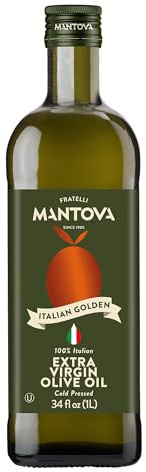 Mantova Golden Italian Extra Virgin Olive Oil - Premium Cold-Pressed Olive Oil for Cooking, Drizzling, and Dipping, Authentic Italian Quality, 34-Ounce Bottles (Pack of 2)