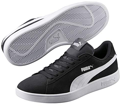 PUMA Mixte Smash V2 Chaussures de Running, Noir et Blanc (Asphalt White), 43 EU
